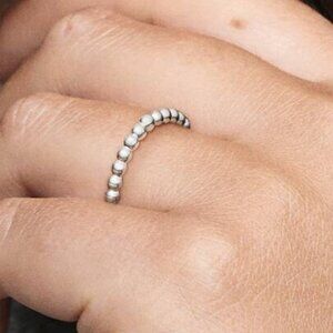 Pandora Sterling Silver Beaded Ring Size 50
